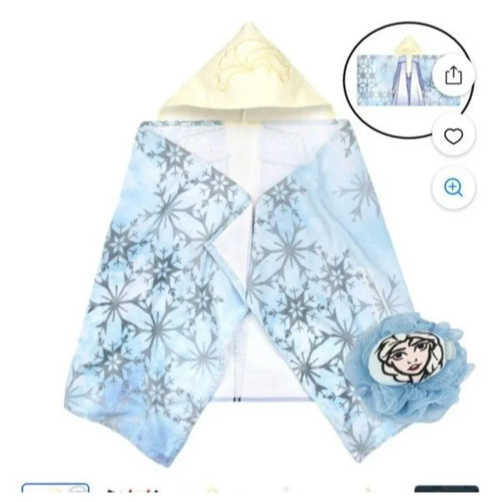 DISNEY FROZEN HOODED TOWEL, 100% Cotton, Bath Wrap, Pool, Swim, 22